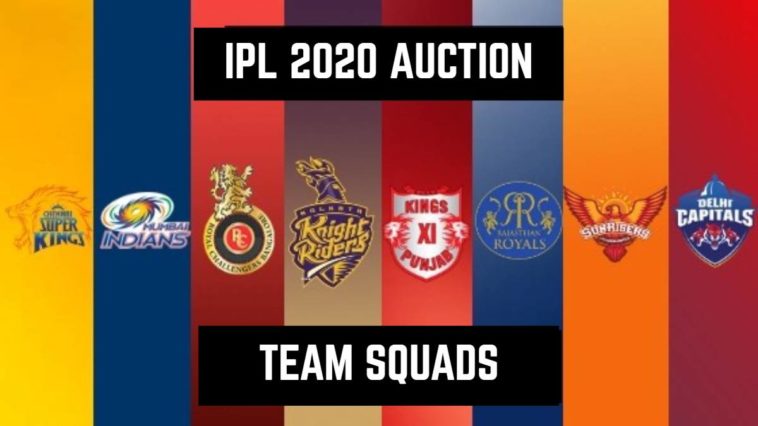 IPL 2020 Auction: Full Squad of Eight Teams | The Sports News