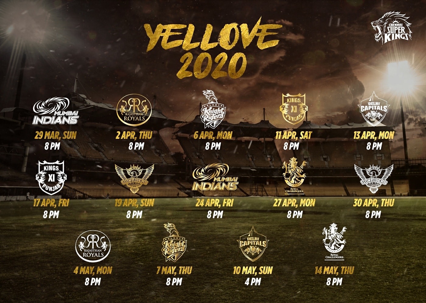 IPL 2020: Chennai Super Kings (CSK) Full Schedule | The Sports News